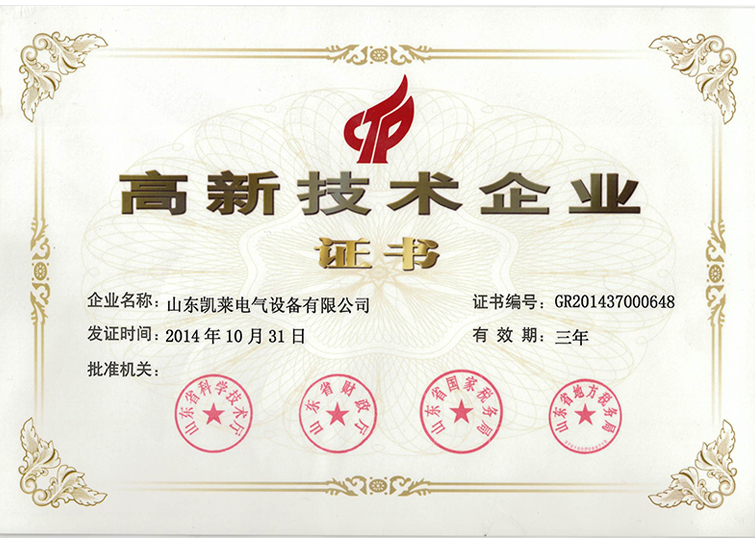 高新技術(shù)企業(yè)證書(shū)